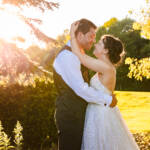 wedding couple kissing