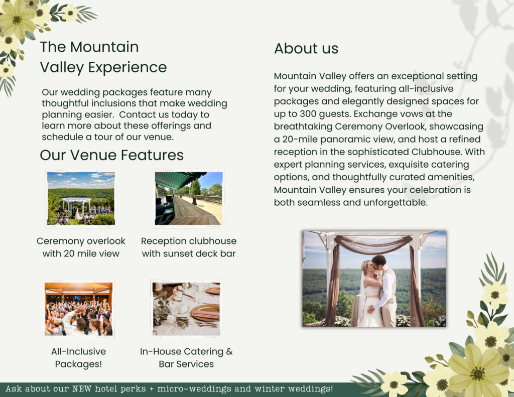 PA wedding venue packages